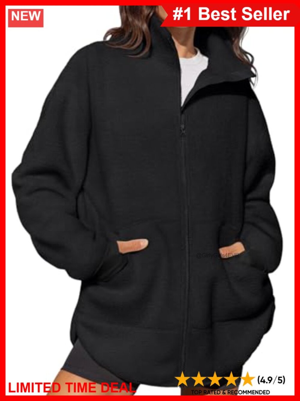 Full Zip Fleece Jacket Long Sherpa Sweatshirt Winter Coat